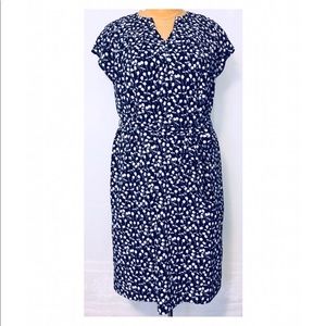 NWOT TALBOTS Blue & White V-Neck Tie Waist Dress